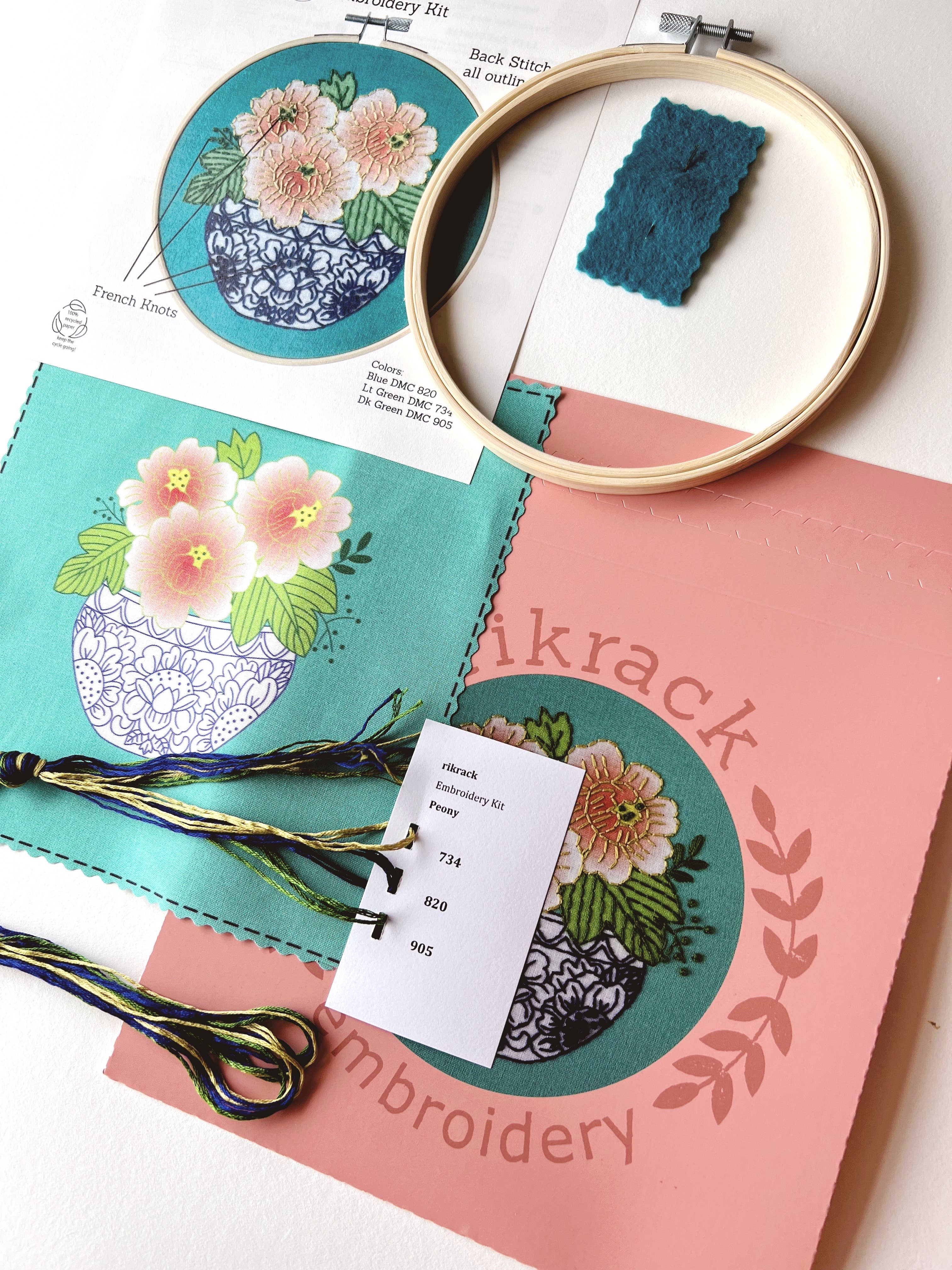 Rikrack - Wholesale Embroidery/Cross Stitch Supplies - Peony Embroidery Kit12