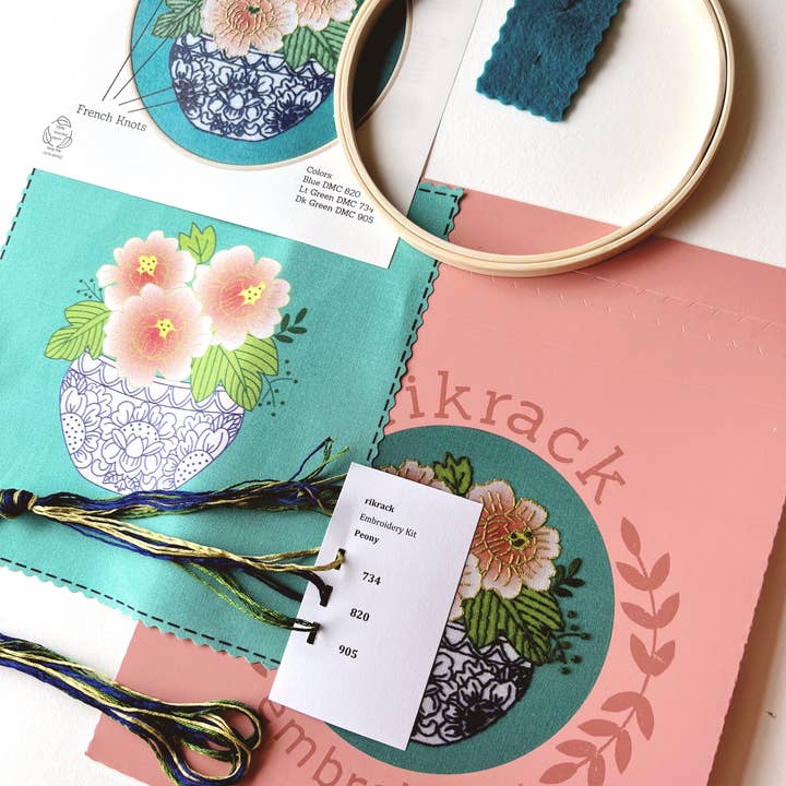 Rikrack - Wholesale Embroidery/Cross Stitch Supplies - Peony Embroidery Kit12