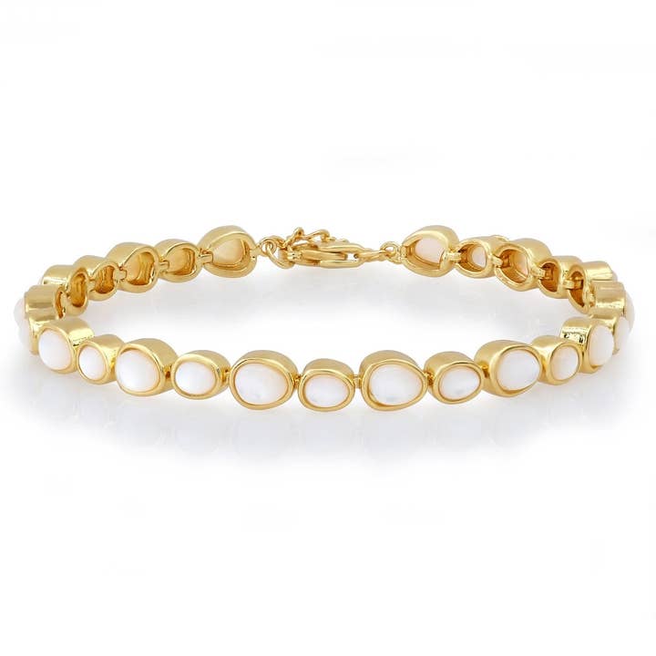 Bracelet de tennis serti clos en nacre pour la vente par Tai Jewelry