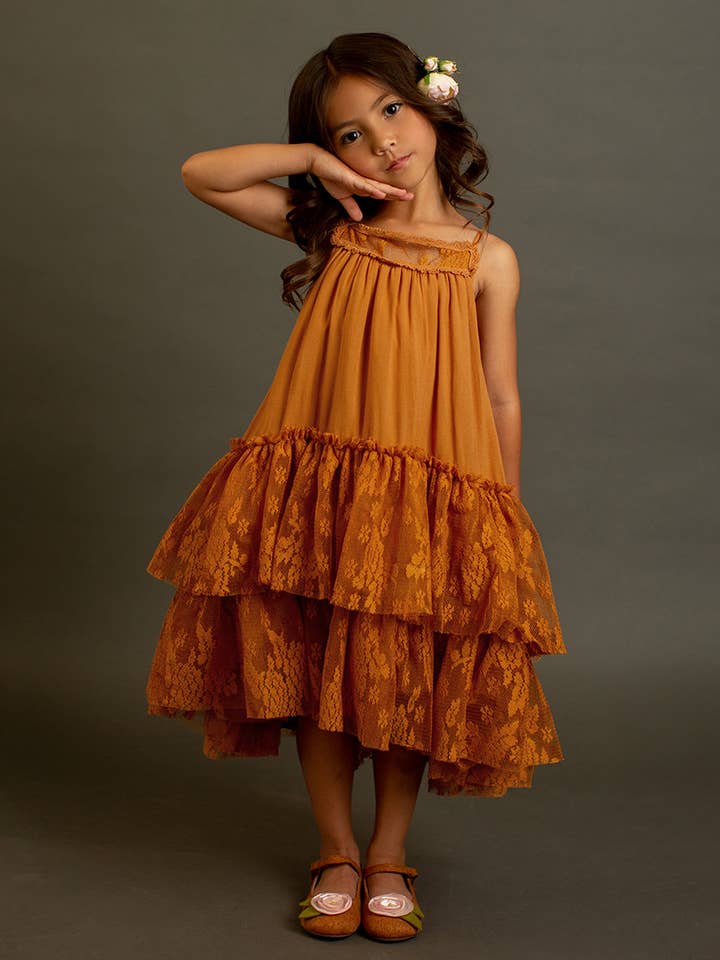 Catrina-jurk in goudsbloem voor wholesale door Joyfolie