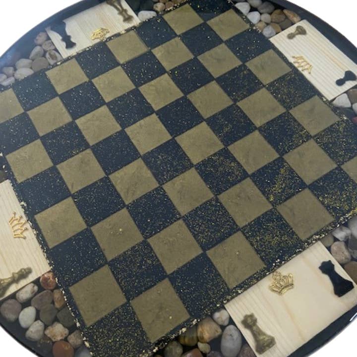 Resin Chess Table- Indoor, Furniture, End Table, Home Decor for wholesale by Seriously Perfect Finds, LLC