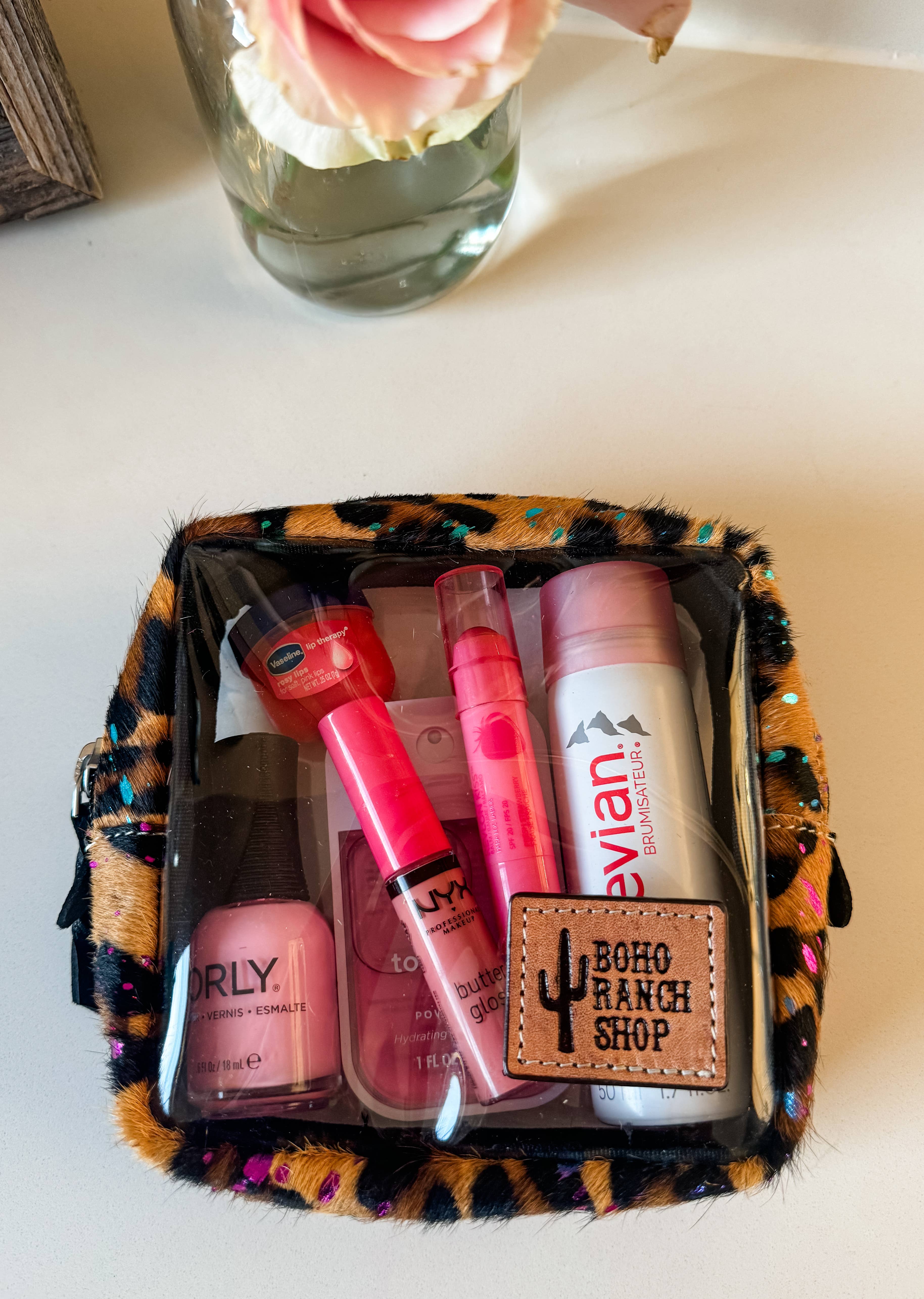 Boho Ranch Shop - Venta al por mayor Bolsa para maquillaje - Estuche Transparente de Piel de Vaca - Bolsa de Viaje para Maquillaje y Artículos de Tocador12