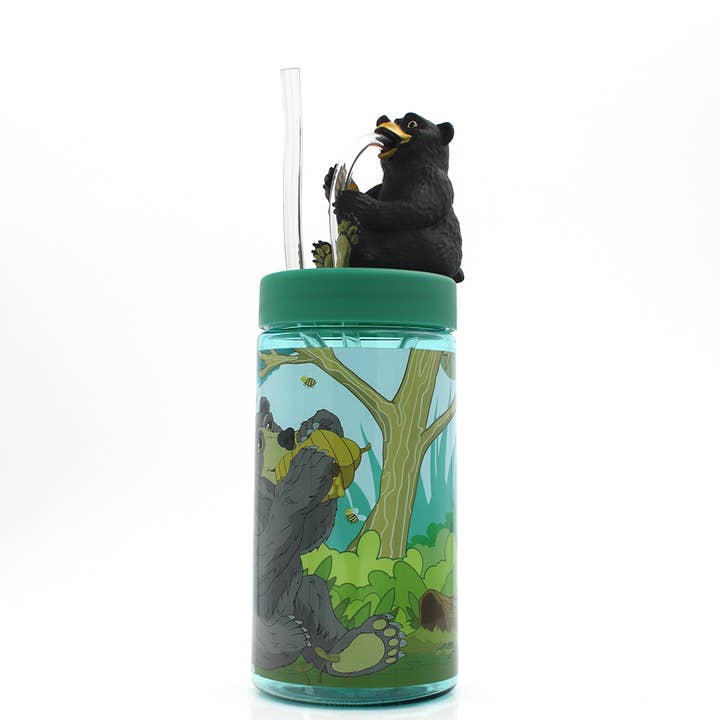 Kids Animal Water Bottles Black Bear Sip with Me 12oz for wholesale by SRM Entertainment