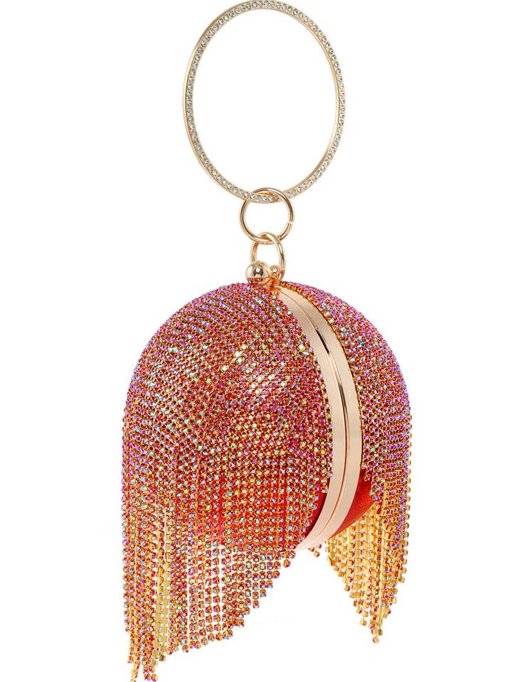 Full Rhinestone Fringe Ball Shape Clutch for wholesale by Shop Neighbors