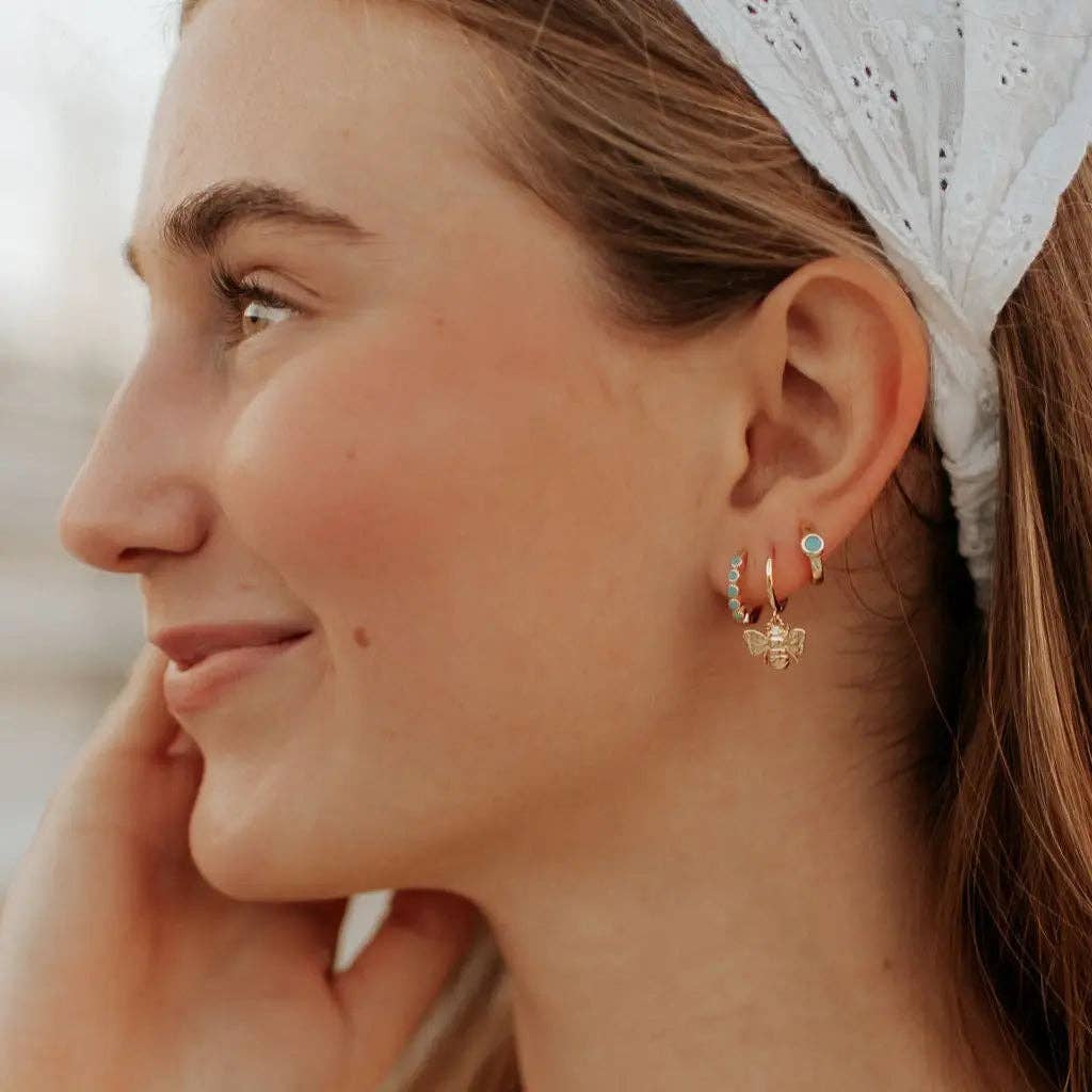 Mauve Jewelry Co. - Wholesale Huggie Earrings - Gaby Turquoise Hoops1