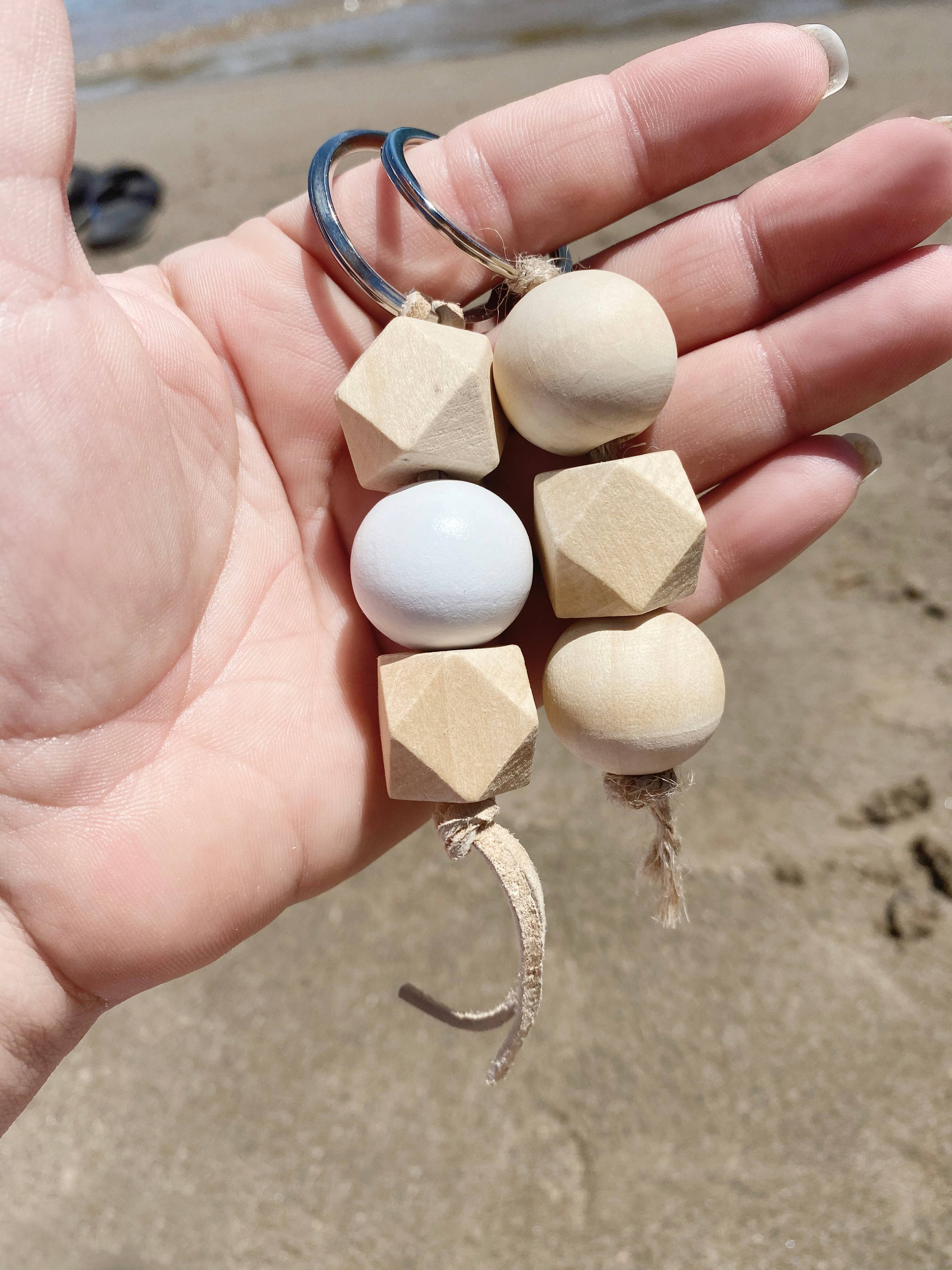 Simply Styled Art - Vente Porte-clés – femme - Porte-clés géométrique de perles de bois bohème14