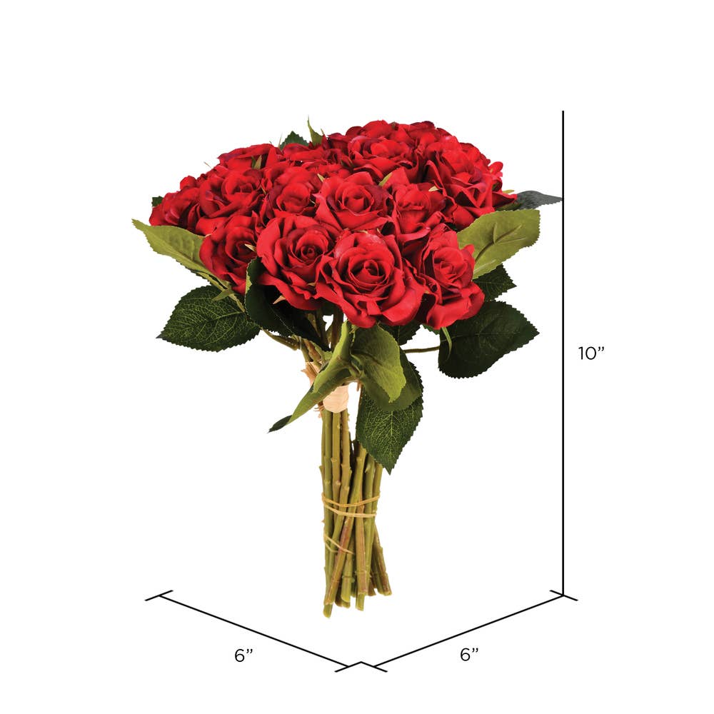 Vickerman 10" Artificial Red Rose Bouquet 3/pk for wholesale on Faire1