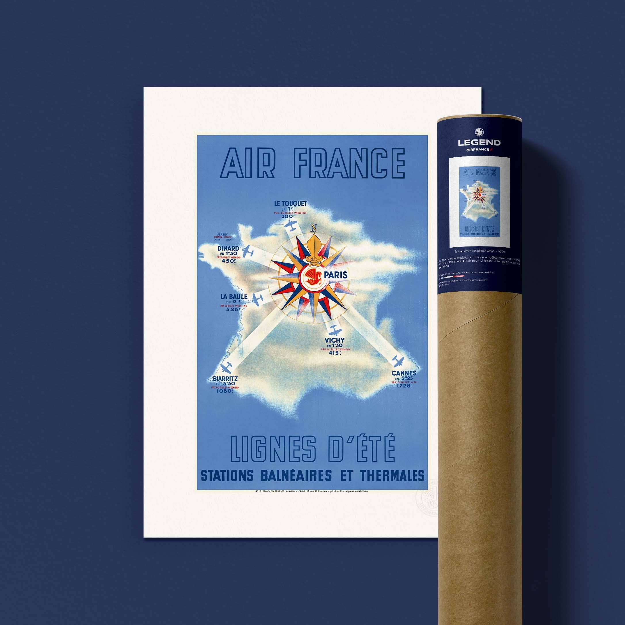 Oneart – Großhandel Poster – Air France Plakat / Sommerlinien / Stationen - AFL00161