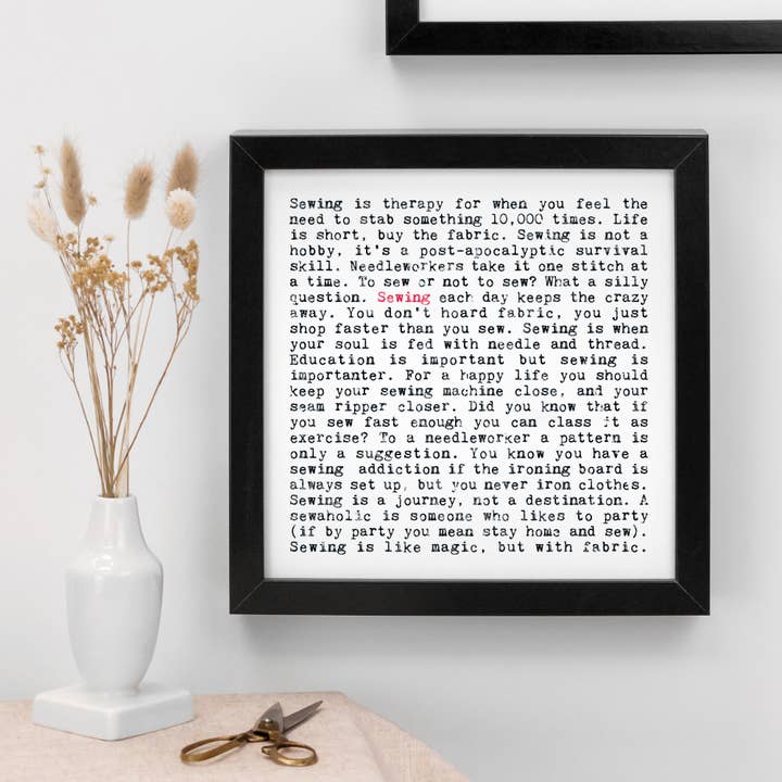 Sewing Quotes Unframed Print, Sew Gift For Sewers for wholesale by Coulson Macleod (U.S. Duties Paid)