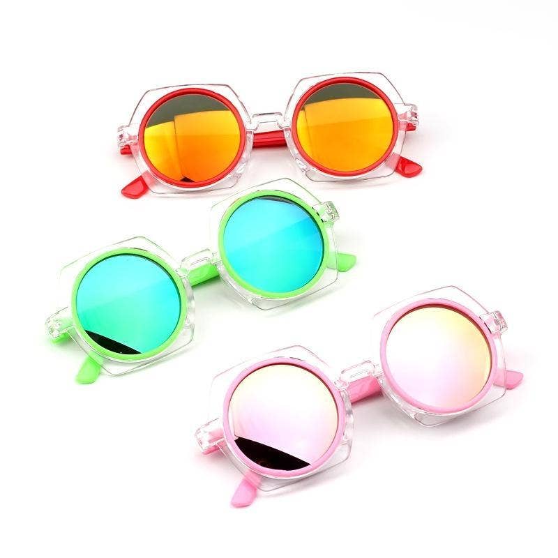 KiddieKickz – wholesale Sunglasses – kids – Children's Sunglasses New transparent frame reflective color10