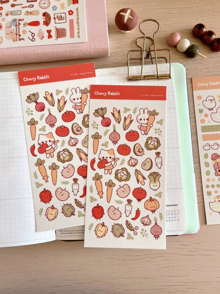 Veggie Friends Sticker Sheet no.089 for wholesale by Cherry Rabbit