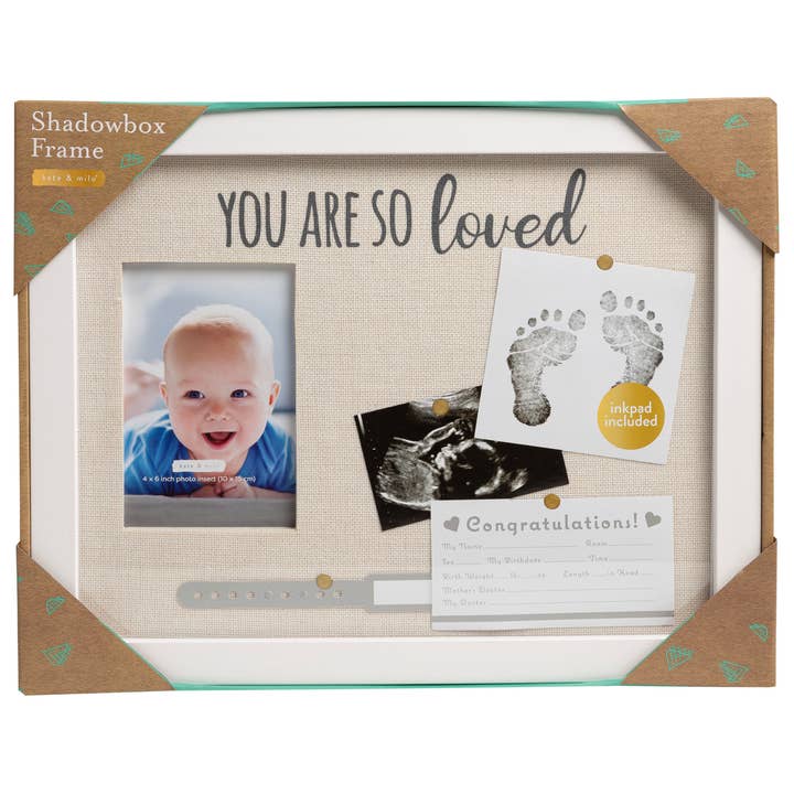 Kate & Milo - Wholesale Picture Frame - Kids & Baby - You Are So Loved Shadow Box Frame, Nursery Decor