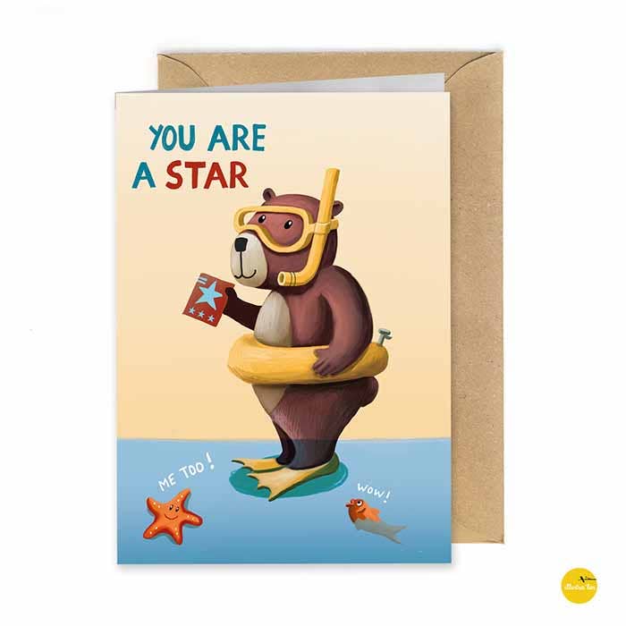 wenskaart Zwembrevet - You are a star voor wholesale door illustralies