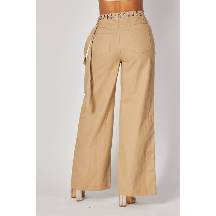 TAUPE Strut The Walk Studded Pant for wholesale on Faire3