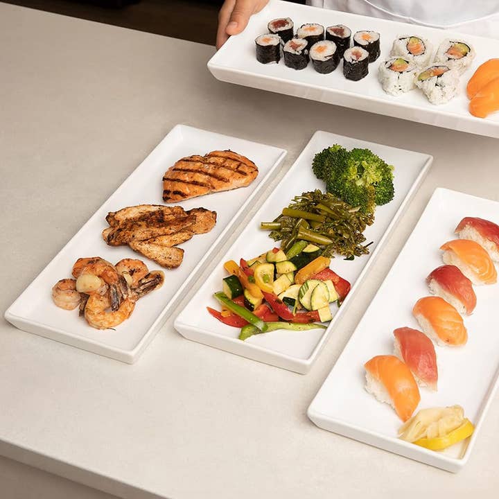 Kook - Wholesale Serving Tray - Kook Rectangular Serving Trays, 11”, White, Set of 4