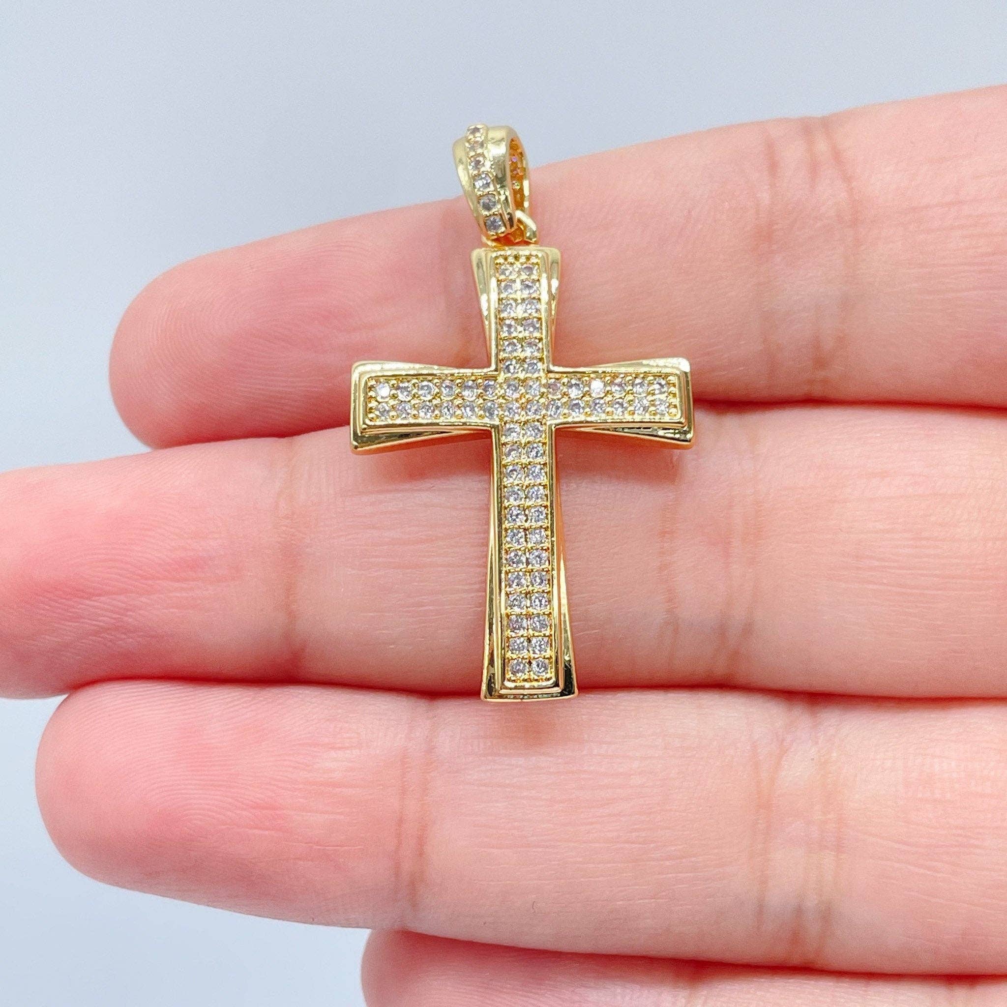 Milie – wholesale Hänge-/berlockhalsband – 18k GF Korshänge: Färgglada Kubisk Zirkonia4