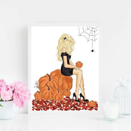 Spooky Season Fall Fashion Illustration, Halloween Art, Fall for wholesale by PLTStudio