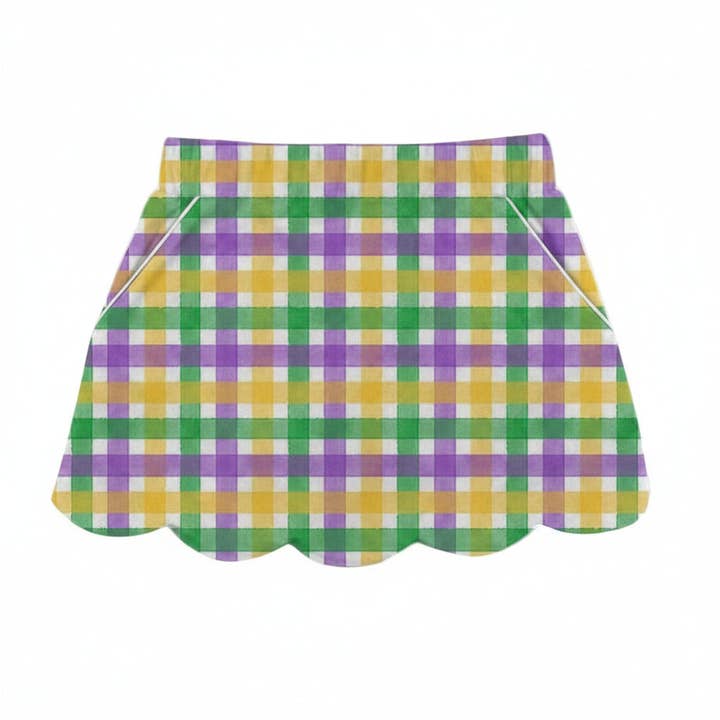 Gonna pantaloncino a quadri con bordo smerlato "Mardi Pardi" per la vendita all'ingrosso da parte di ntrl co.