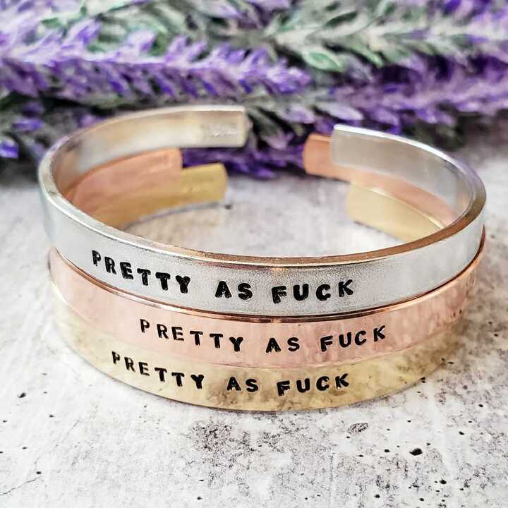 PRETTY AS FUCK Adjustable Stacking Cuff Bracelet for wholesale by Salt and Sparkle