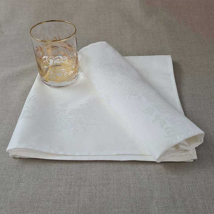 Oyster White Chrysanthemum Damask Napkins for wholesale on Faire