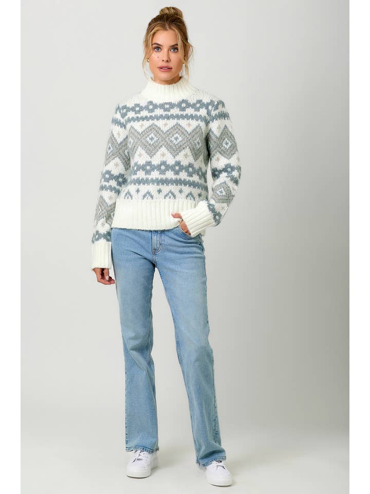 Mystree - Wholesale Knit Sweater - Women's - 60807 Fair Isle Mock Neck Sweater