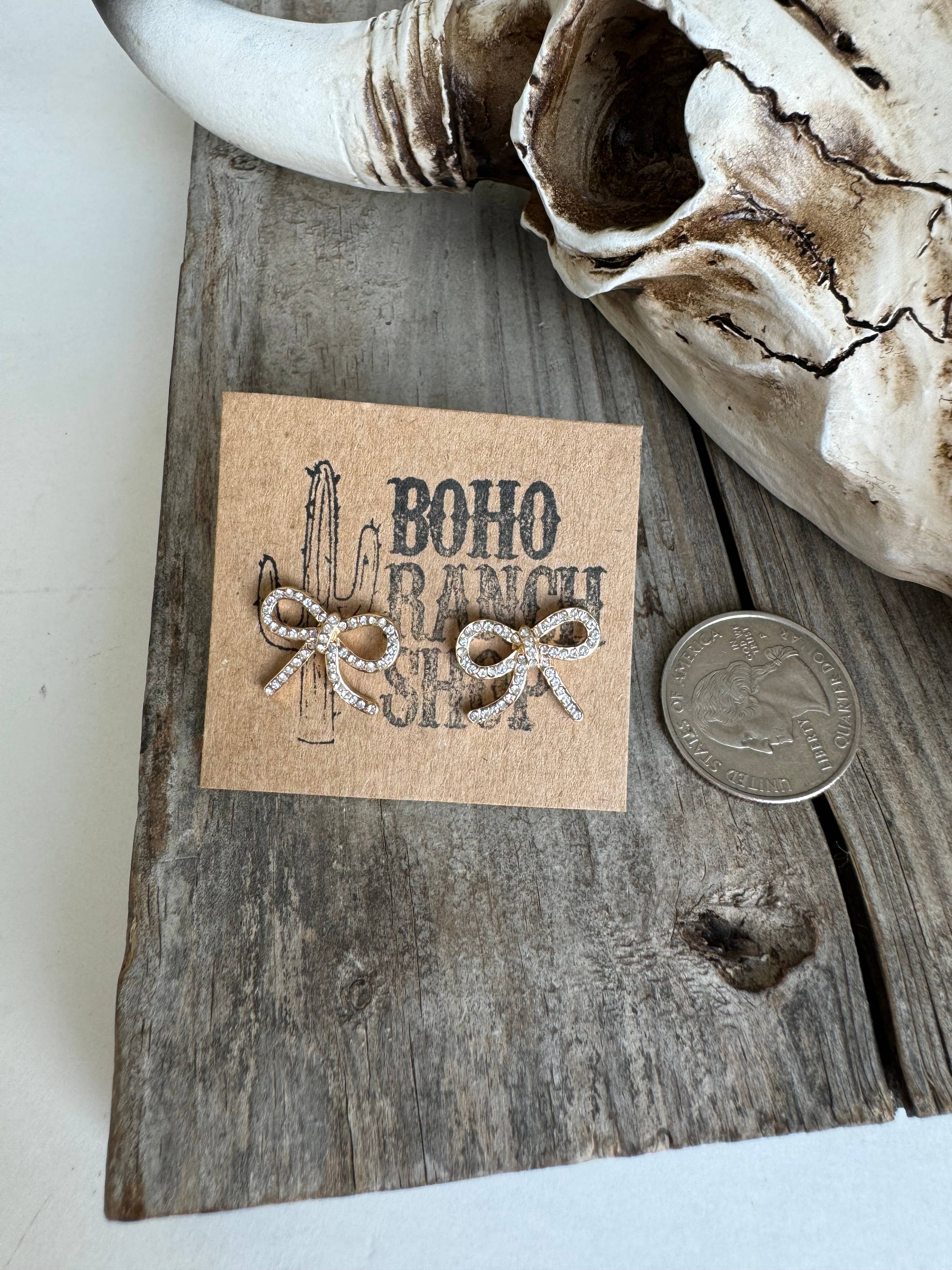 Boho Ranch Shop – wholesale Stud/post earrings – Western cut out paved Stud earrings - cowboy boots hat bow 9