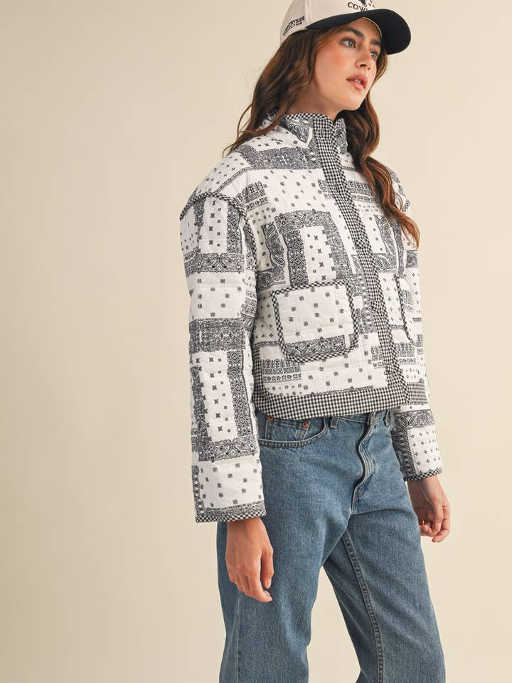 &MERCI - Wholesale Jacket - Women's - BANDANA PATCHWORK QUILTED JACKET MJK41755