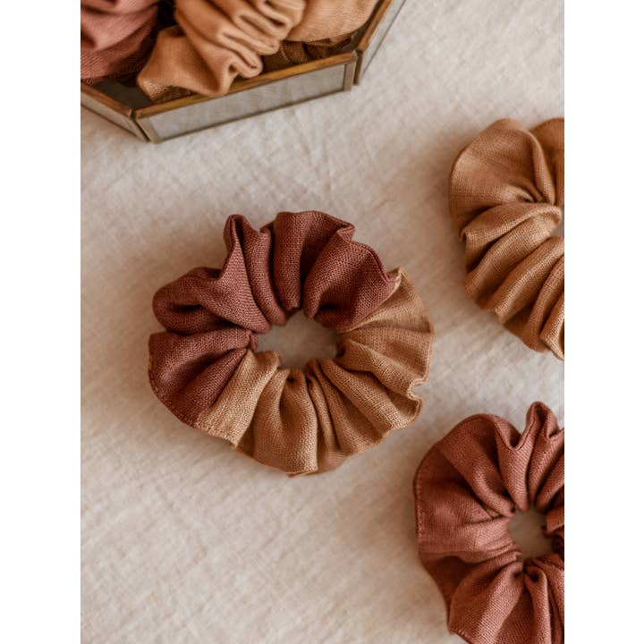 Evelina Apparel – wholesale Scrunchie - Women’s – Wide Linen Scrunchie/ Terrarossa-Maroon2