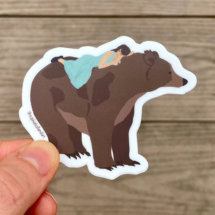 Grizzly Bear Girl Sticker for wholesale by Sophie Holland Art