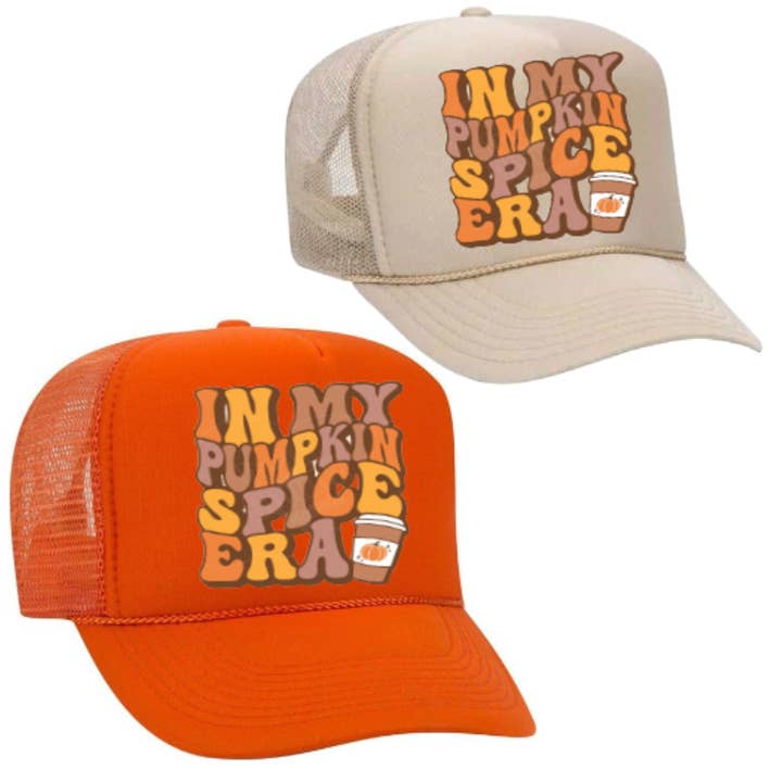 In my pumpkin spice era fall Trucker Hat for wholesale by The Candy Collections