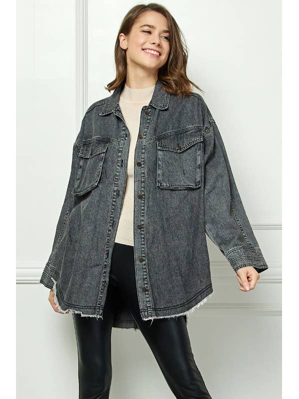 Cargo Pocket Wahed Denim Overshirt Jacket for wholesale by Pink Irene Wholesale