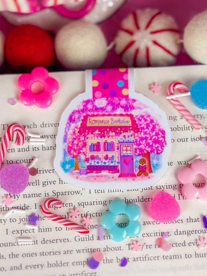 Winter Romance Bookshop at Bookshop Avenue Magnetic Bookmark for wholesale by Emily Cromwell Designs