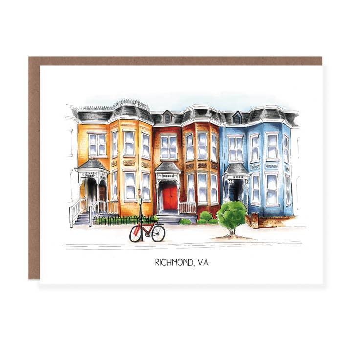 Morgan Swank Studio - Wholesale Everyday Greeting Card - Richmond, Virginia Row House Everyday Card1