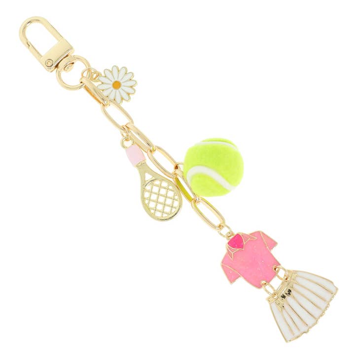 G Tennis Theme Bag Charm Keychain K18278 for wholesale on Faire1
