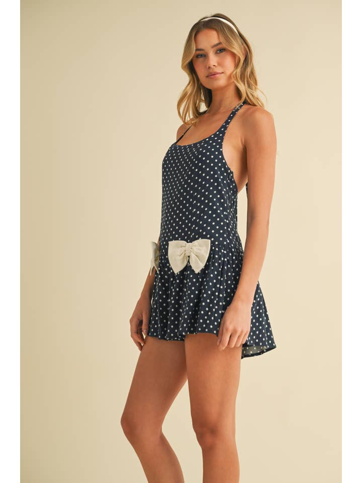 Klesis - Vente Combishort – femme - IR2204 COMBISHORT À POIS AVEC DÉTAILS NŒUD DEVANT6