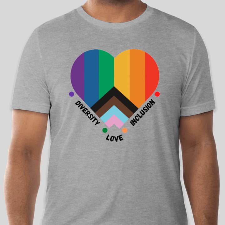 Pride Heart T-Shirt (Grey) for wholesale by RainBee Designs, LLC