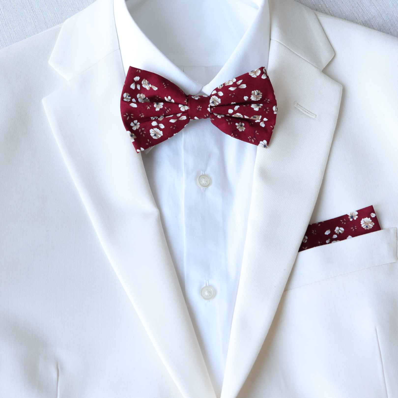 Tie Mood – wholesale Bow Tie - Men’s – Rowan Burgundy Floral Bow Tie9