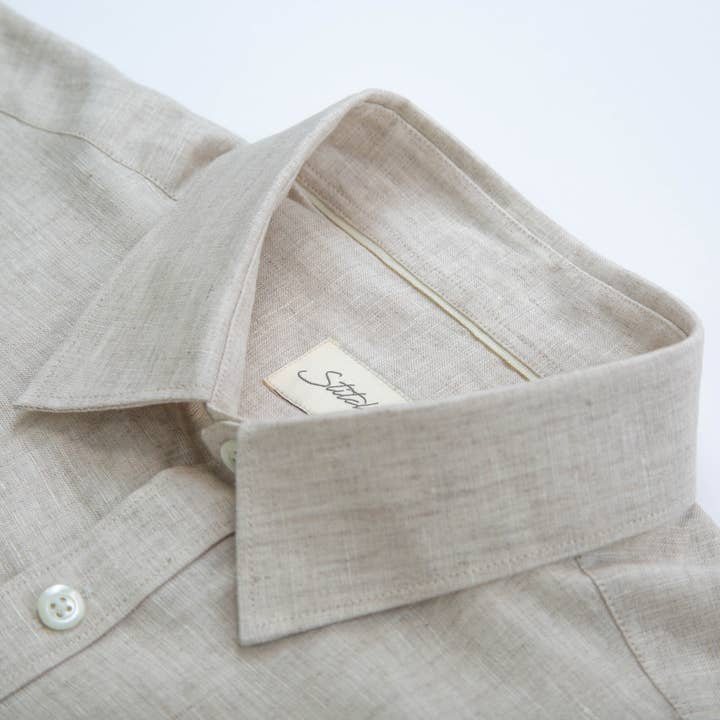 Stitch Note - Wholesale Button Down Shirt - Men's - Pocket Melange Linen Long Sleeve Shirt