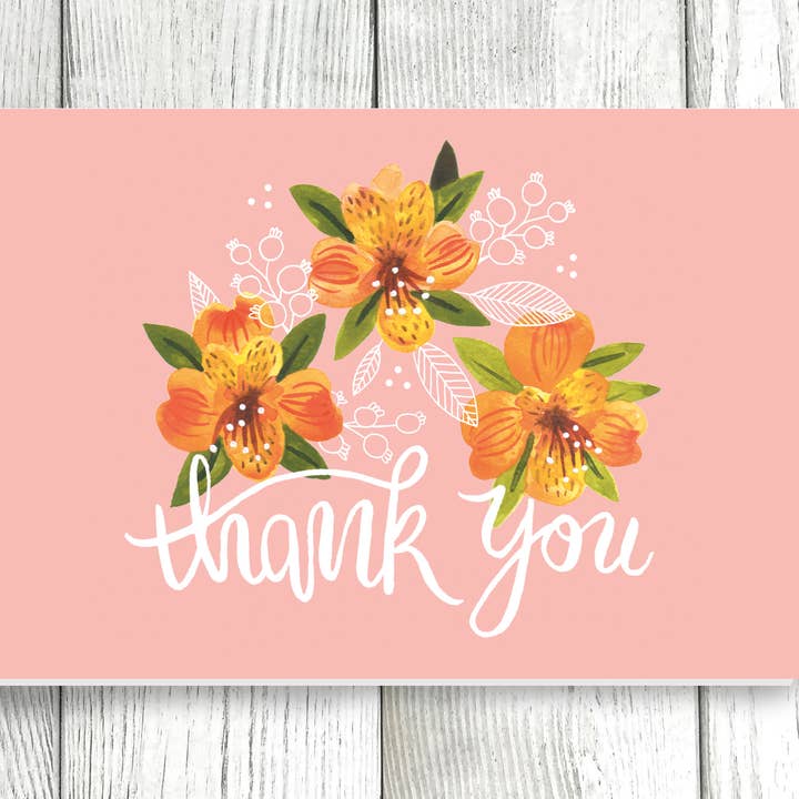 Watercolor Floral Thank You card for wholesale by Frau Meow