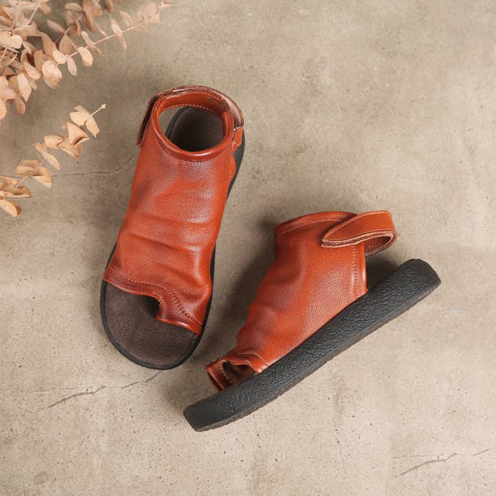 DWARVES - Wholesale Sandals - Women's - Sandals Boots Soft Cowhide Leather Plantform Summer Boots Open Peep Toe Post Wrap Ankle Sandals Flatforms Black/Coffee/Brown9