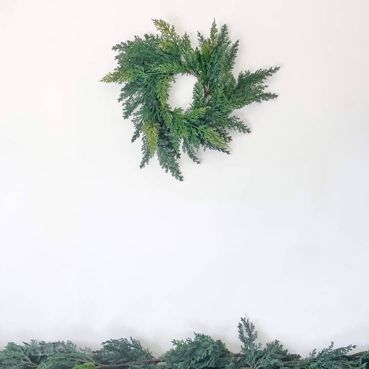 Hycroft Home Decor - Wholesale Wreath - Cypress Real Touch Faux Christmas Wreath 12"1