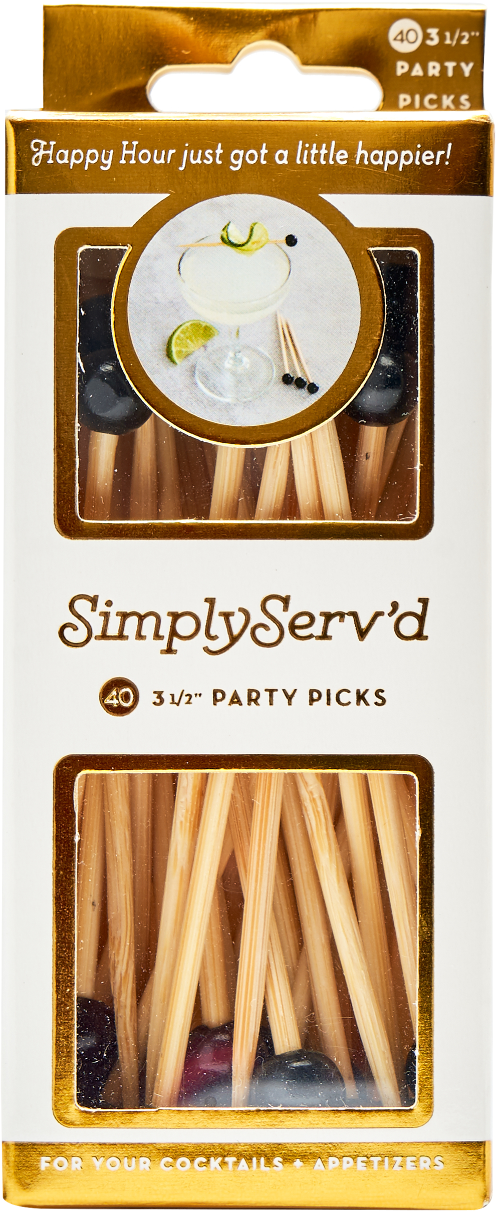 Sophistiplate – wholesale Cocktail pick – Party Pick Fancy Bamboo Toothpick Small 3.5" Black Bal 40pk1