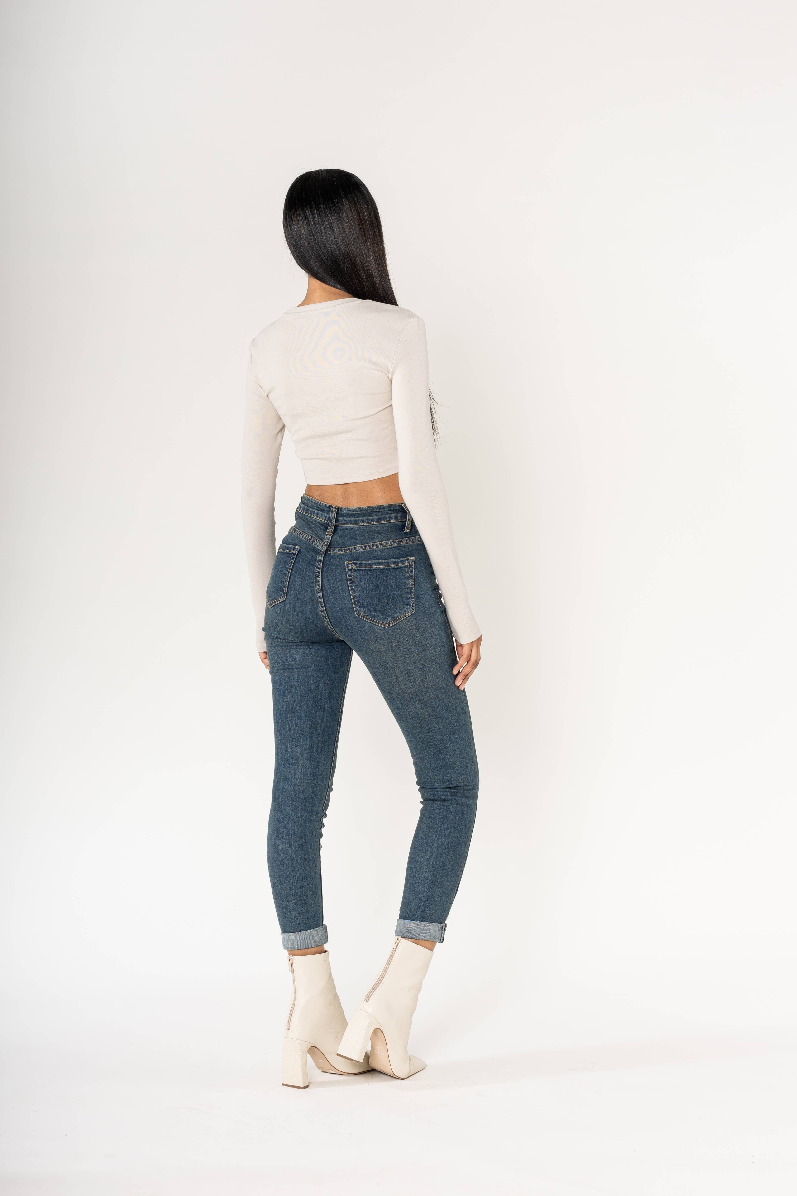 Nina Carter – Engroshandel Jeans - Dame – P078 stretch skinny bukser med høj talje47