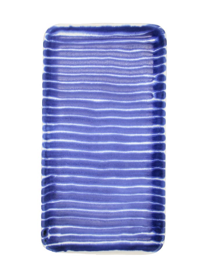 Blue Me Away Stoneware Tray for wholesale by PĂł de Barro