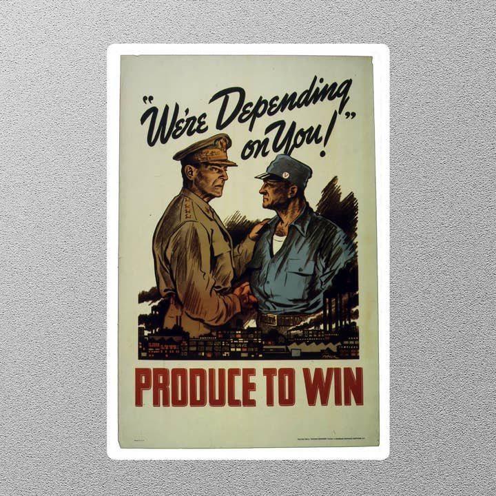 WW2 Produce To Win Sticker for wholesale by GraffMerch.com