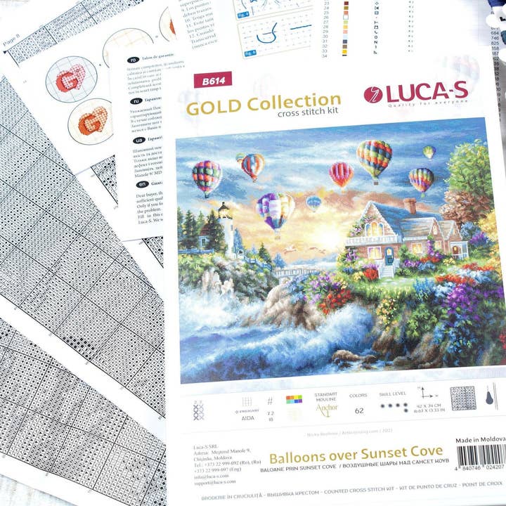 Luca-S – Großhandel Kreuzstich-/Stickzubehör – Kreuzstichset Luca-S Gold - Ballons über Sunset Cove, B6143