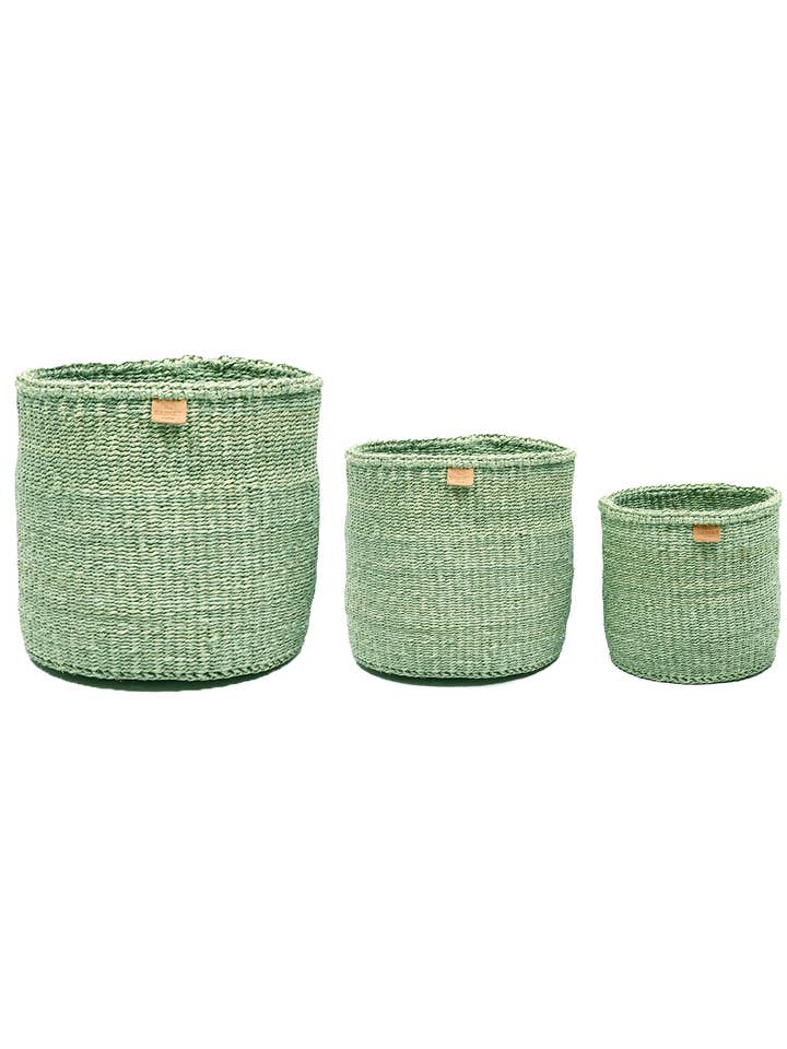 KITENDO: Soft Green Woven Storage Basket | Planter | Toy Basket | Desk Tidy for wholesale by The Basket Room