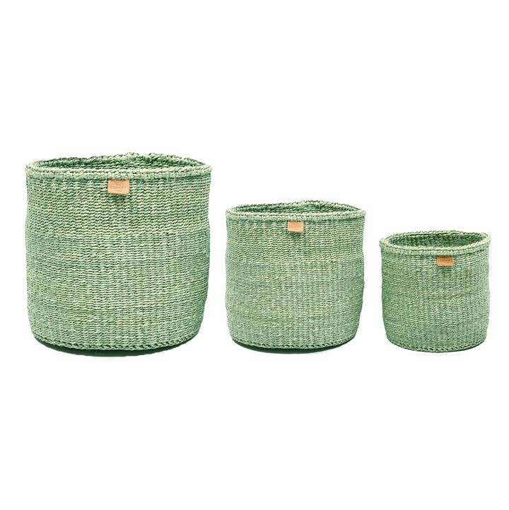 KITENDO: Soft Green Woven Storage Basket | Planter | Toy Basket | Desk Tidy for wholesale on Faire3
