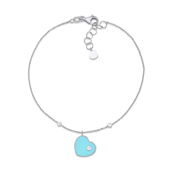 Bracelet Unicornj en or 14 ct avec cœur coulissant en émail pour la vente par Massete