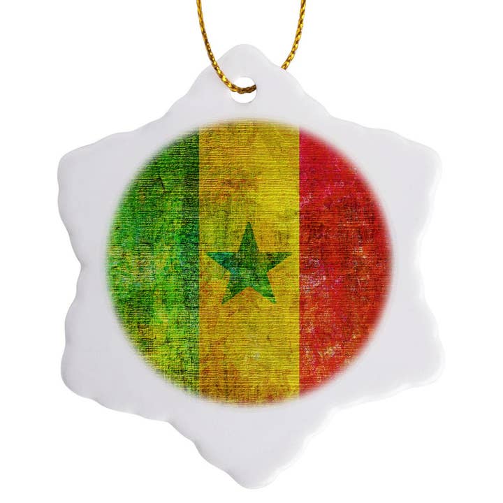 3dRose – wholesale Prydnad – 3dRose, Flagga i sliten stil av Senegal, prydnad